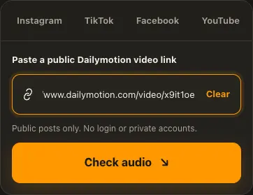 شاشة توضيحية لمنصة Dailymotion في الخطوة 1