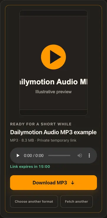 Illustrative Dailymotion screen for step 3