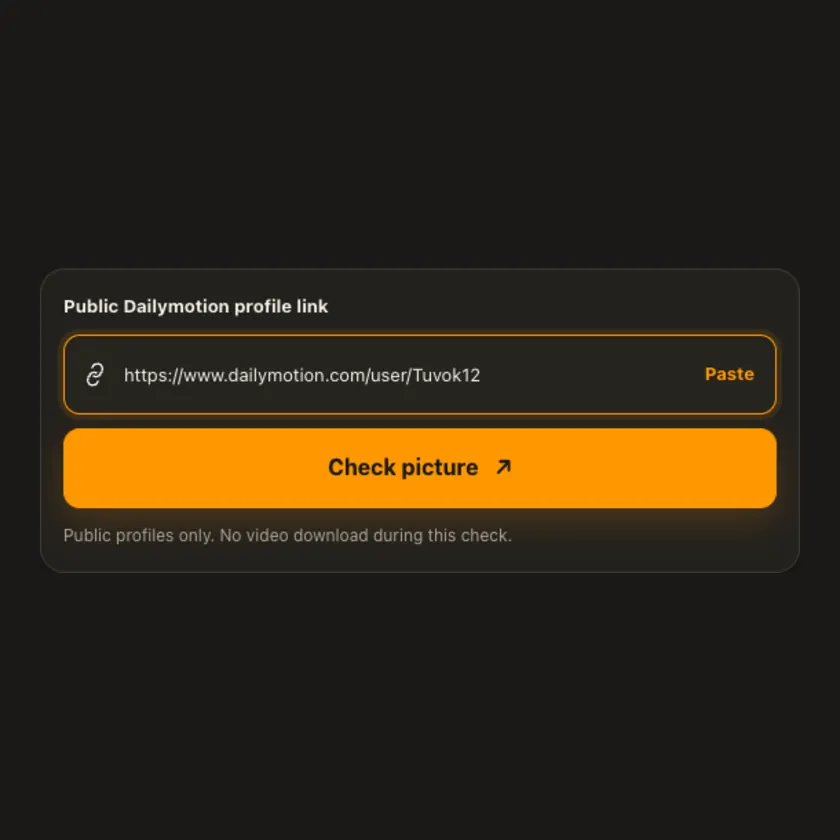 Link entry screen for Dailymotion Profile Picture