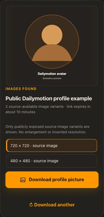 Illustrative Dailymotion screen for step 2