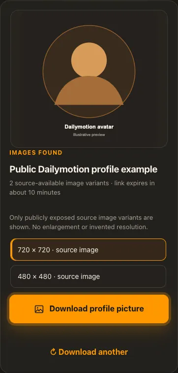 Illustrative Dailymotion screen for step 3