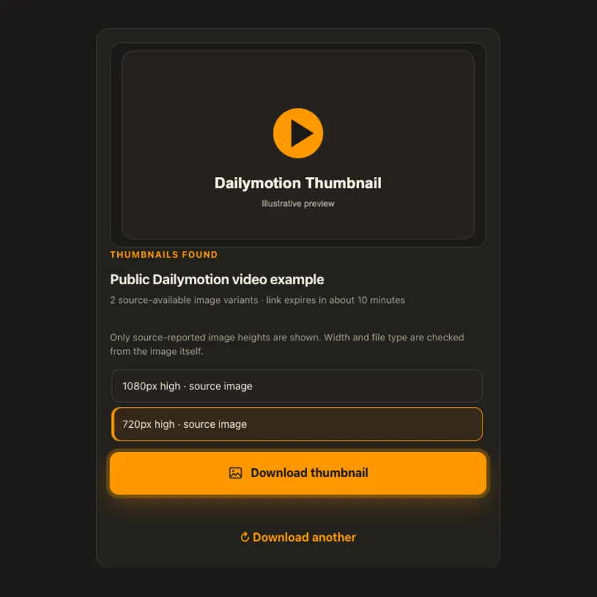 Download-Steuerung bei Dailymotion-Vorschaubilder