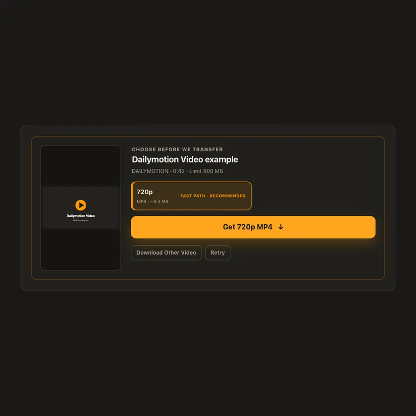 Source-quality selection for Dailymotion Video