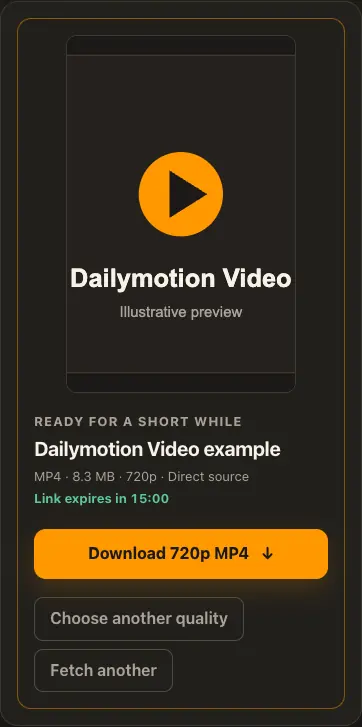 Illustrative Dailymotion screen for step 3