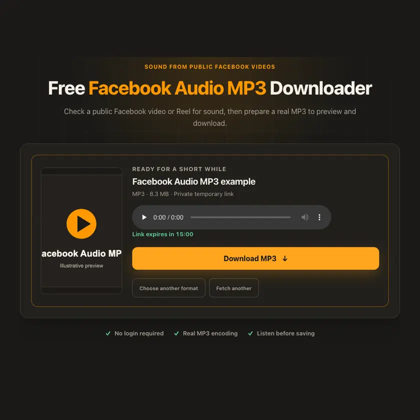 Download controls for Facebook Audio MP3