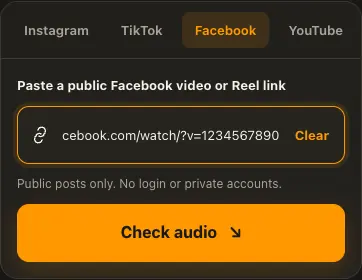 Illustrative Facebook screen for step 1