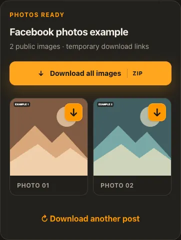 Illustrative Facebook screen for step 2