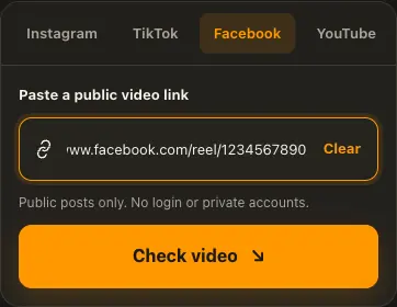 Illustrative Facebook screen for step 1