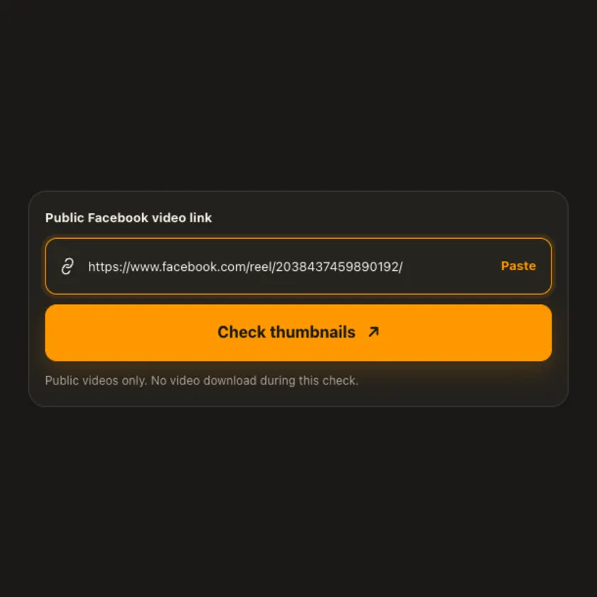 Link entry screen for Facebook Video Thumbnail