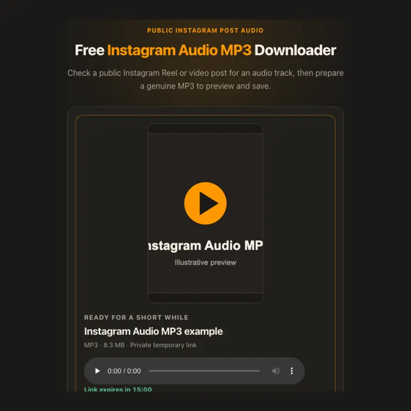 Download controls for Instagram Audio MP3