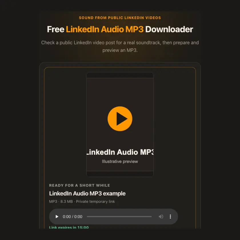 Download controls for LinkedIn Audio MP3