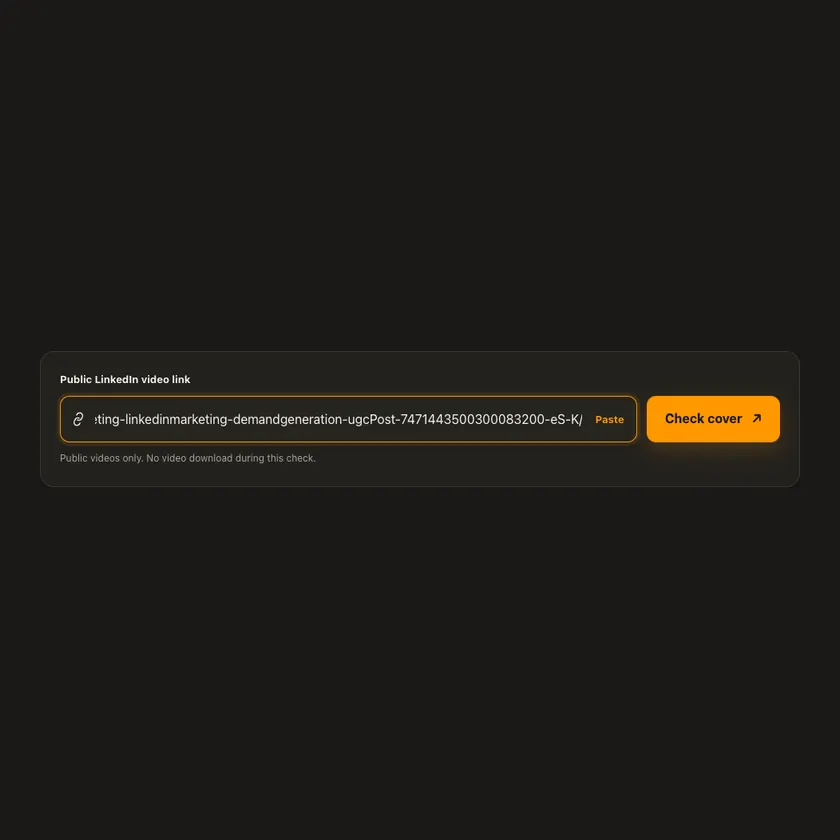 Link entry screen for LinkedIn Video Thumbnail