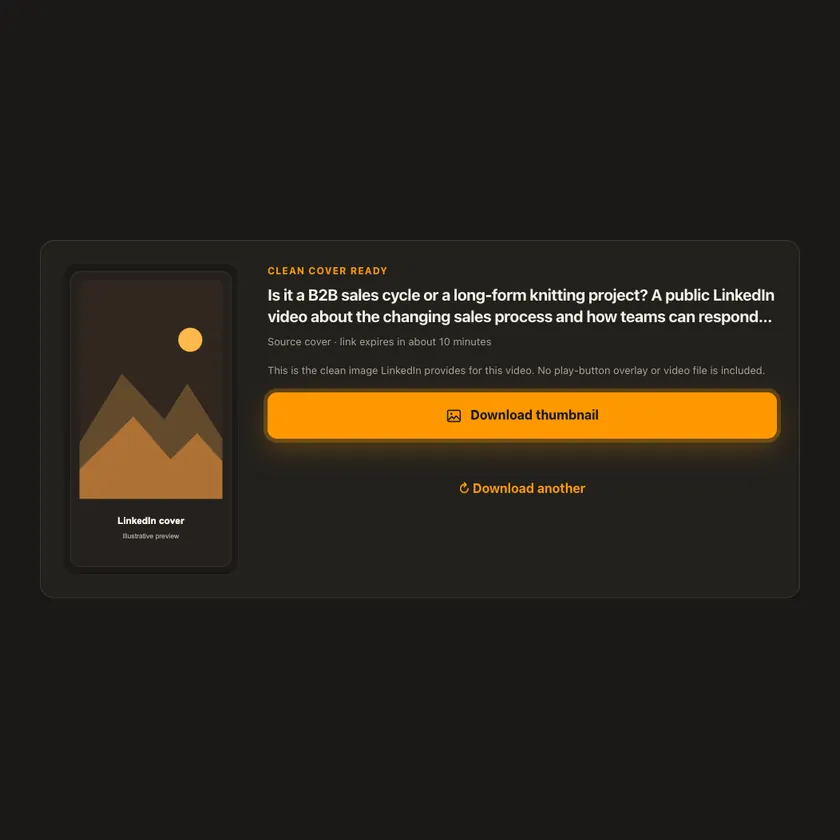 Download controls for LinkedIn Video Thumbnail