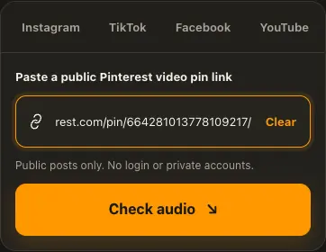 Illustrative Pinterest screen for step 1