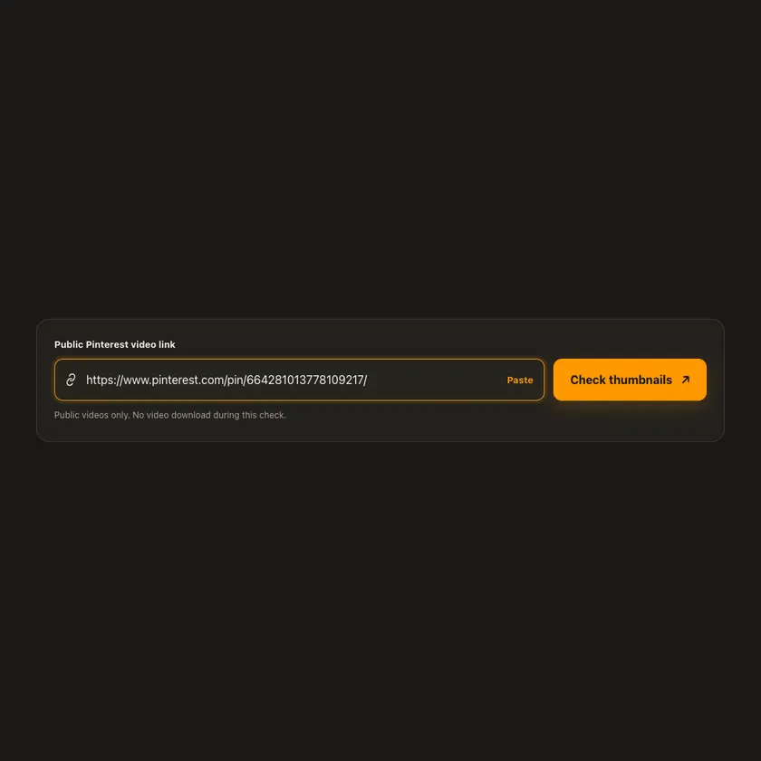 Link entry screen for Pinterest Video Thumbnail