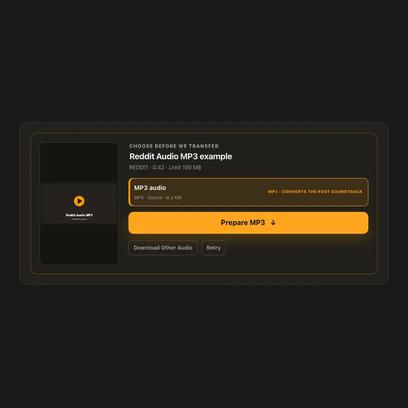 Preview: MP3 selection for Reddit Audio MP3