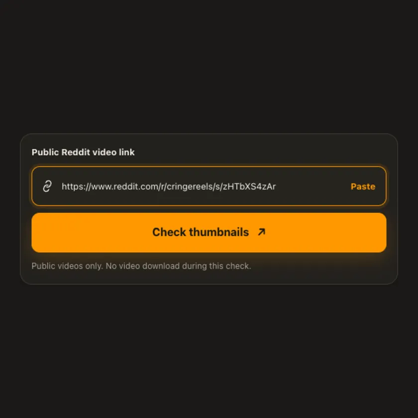 Link entry screen for Reddit Video Thumbnail