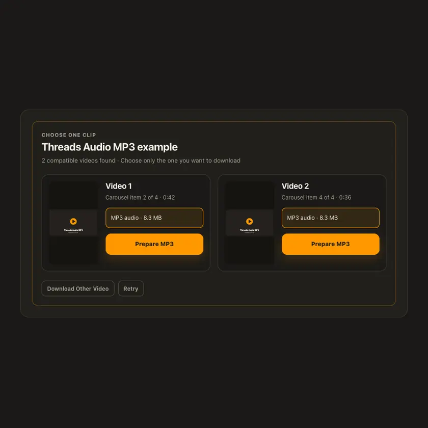 Preview: MP3 selection for Threads Audio MP3