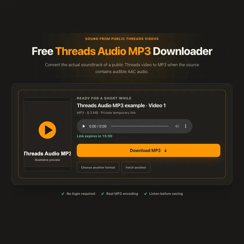 Download controls for Threads Audio MP3