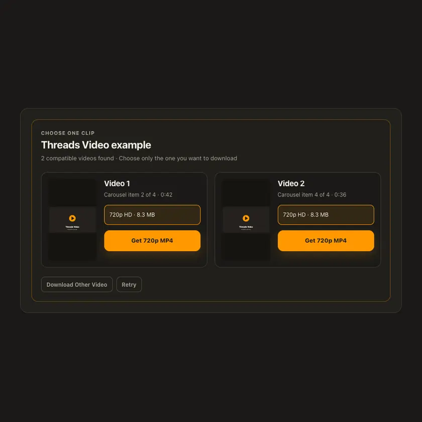 اختيار جودة المصدر لأداة فيديوهات Threads