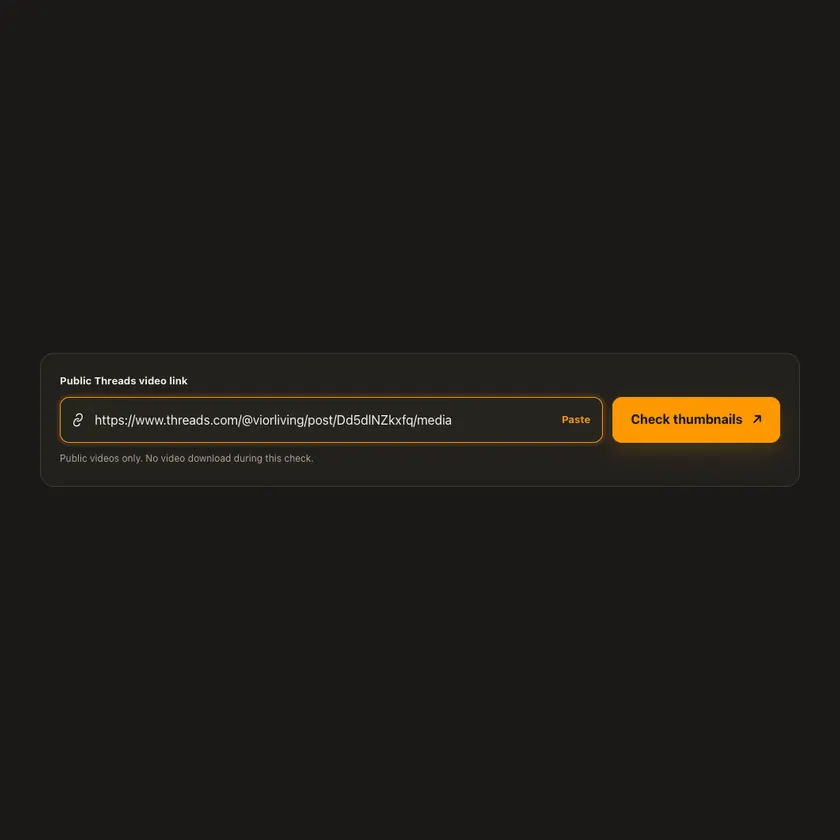 Link entry screen for Threads Video Thumbnail