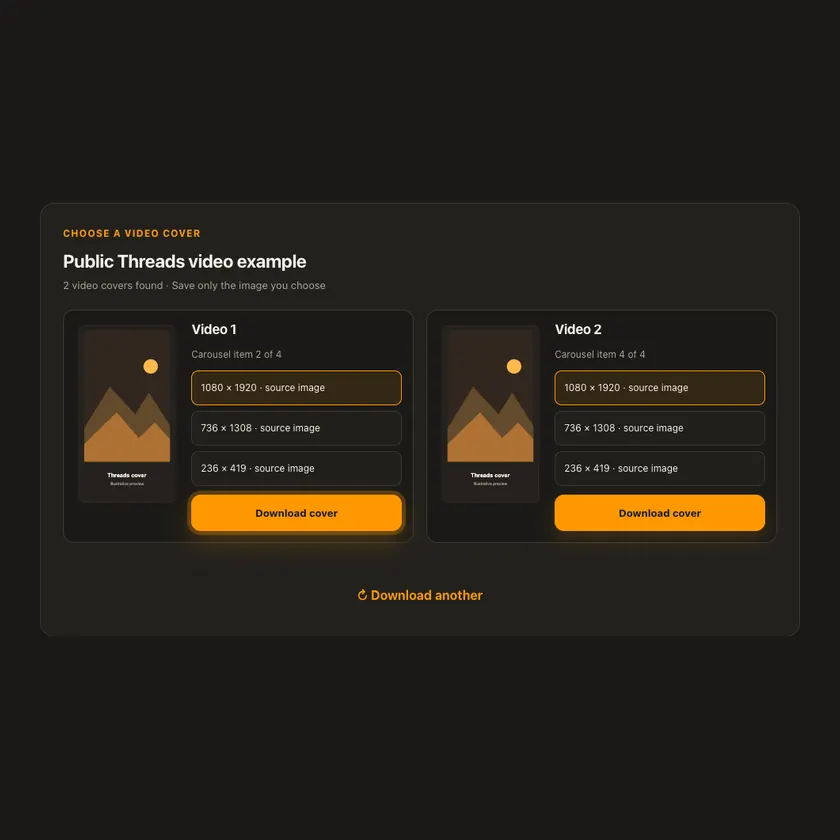 Download controls for Threads Video Thumbnail