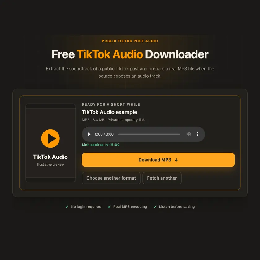 Download controls for TikTok Audio