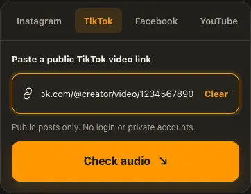 Illustrative TikTok screen for step 1