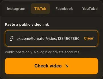 Illustrative TikTok screen for step 1