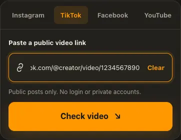 Illustrative TikTok screen for step 1