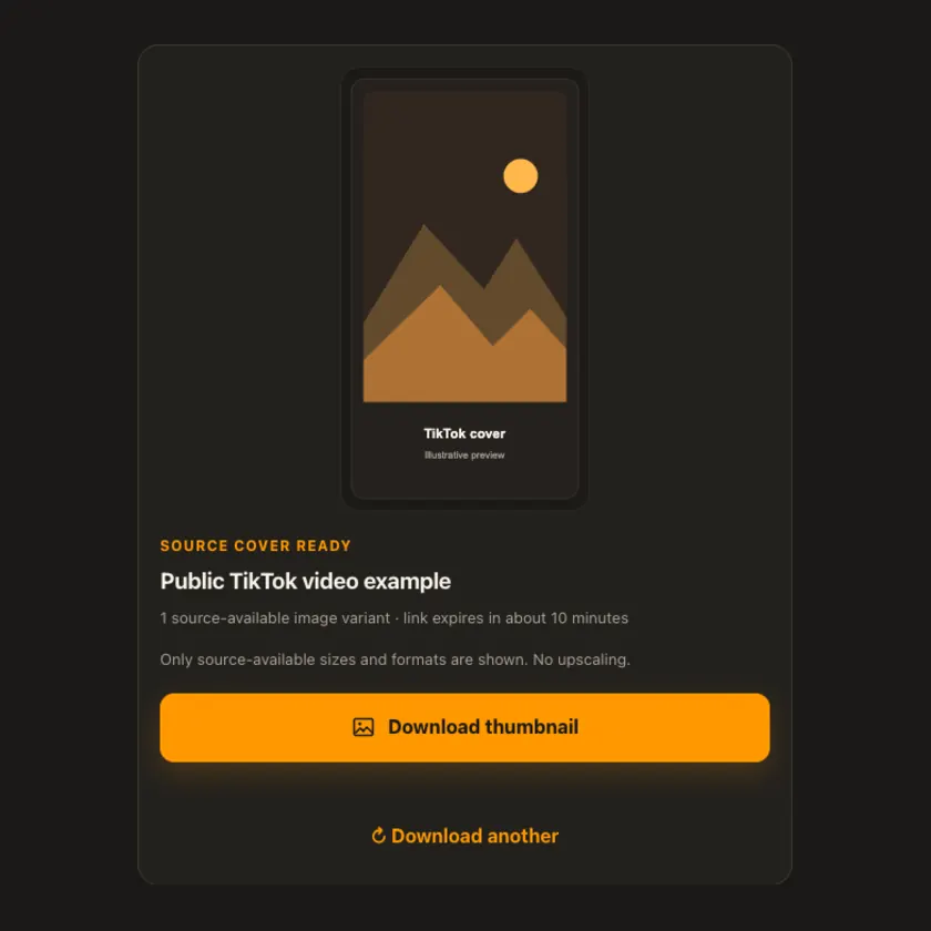 Preview: thumbnail size selection for TikTok Video Thumbnail