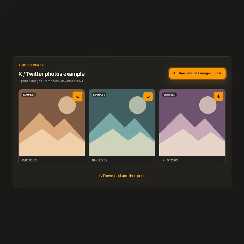 Download controls for X / Twitter Photo