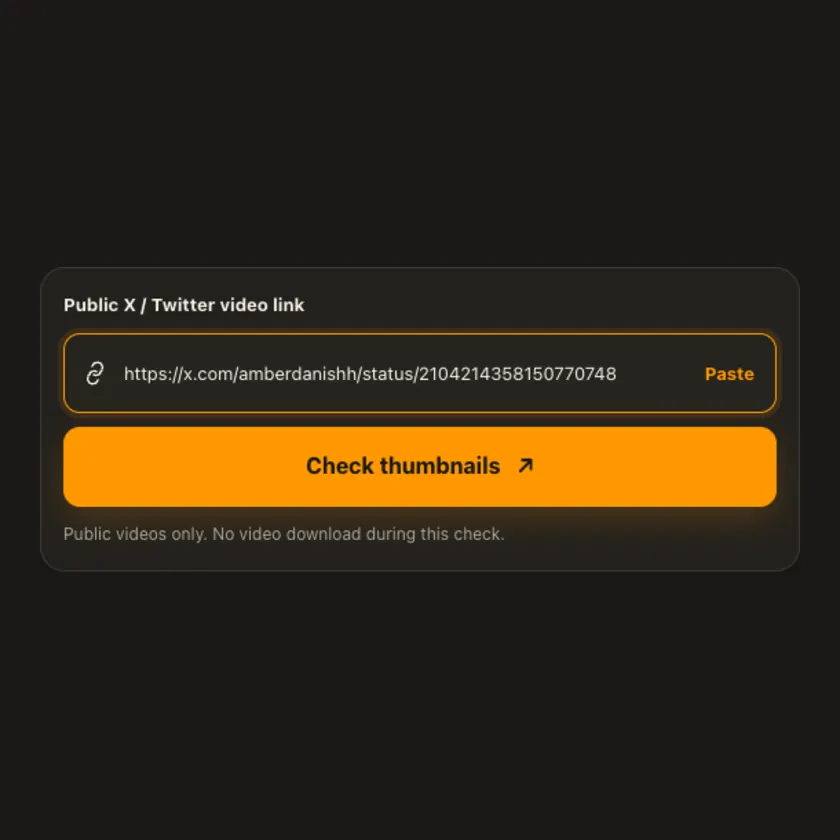 Link entry screen for X / Twitter Video Thumbnail