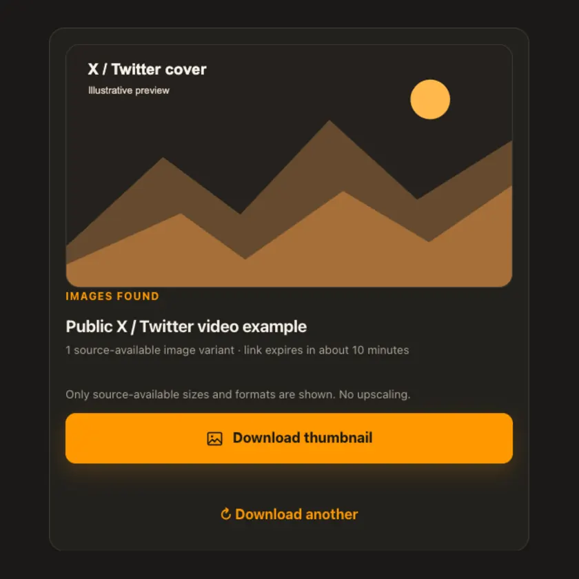 Preview: thumbnail size selection for X / Twitter Video Thumbnail