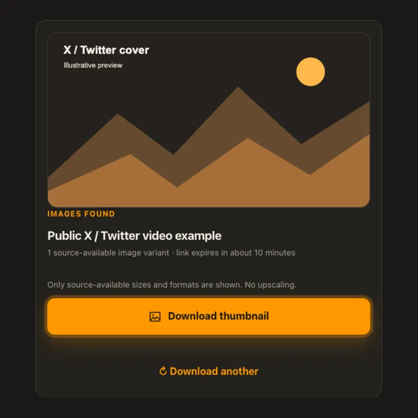 Download controls for X / Twitter Video Thumbnail