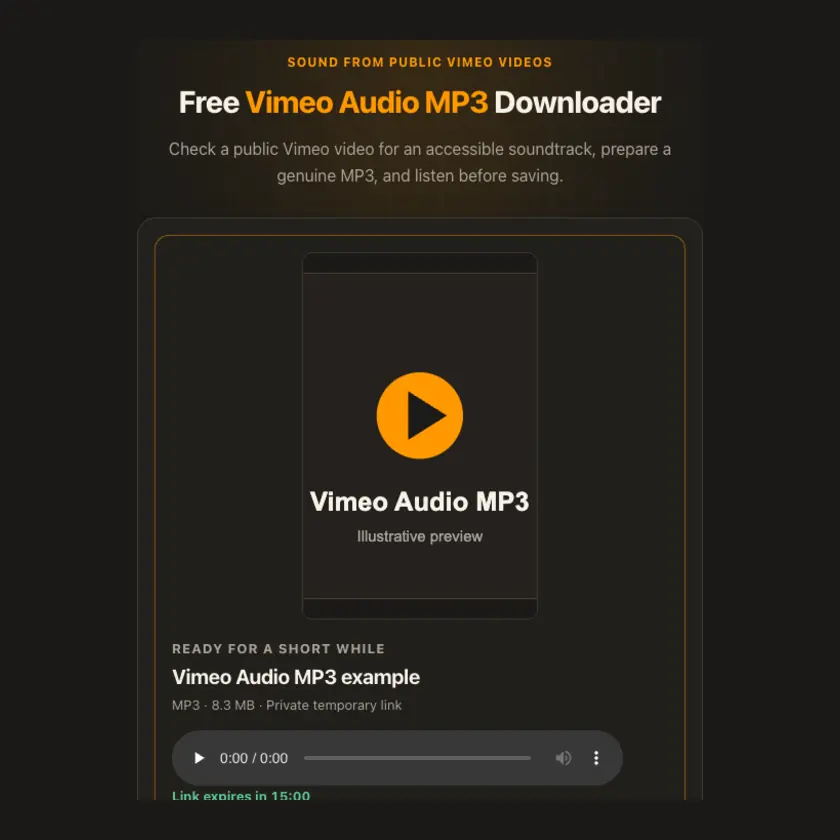 Download controls for Vimeo Audio MP3