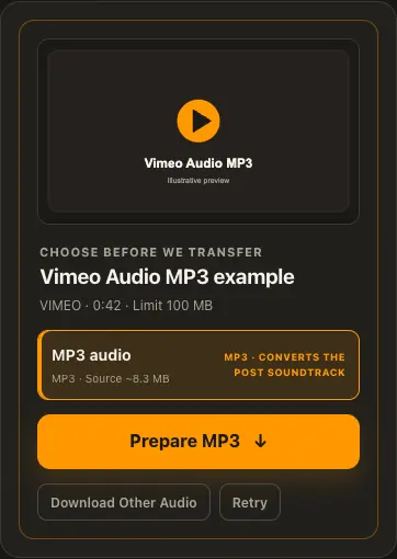 Illustrative Vimeo screen for step 2