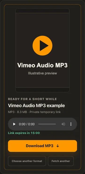 Illustrative Vimeo screen for step 3