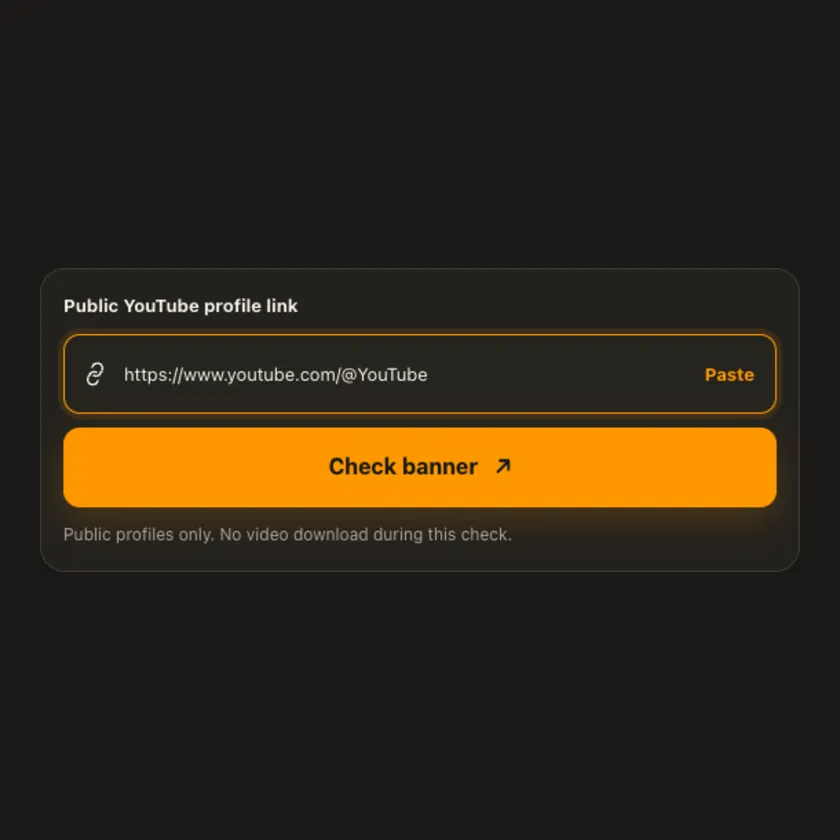 Link entry screen for YouTube Profile Banner