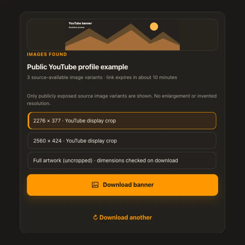 Source-quality selection for YouTube Profile Banner