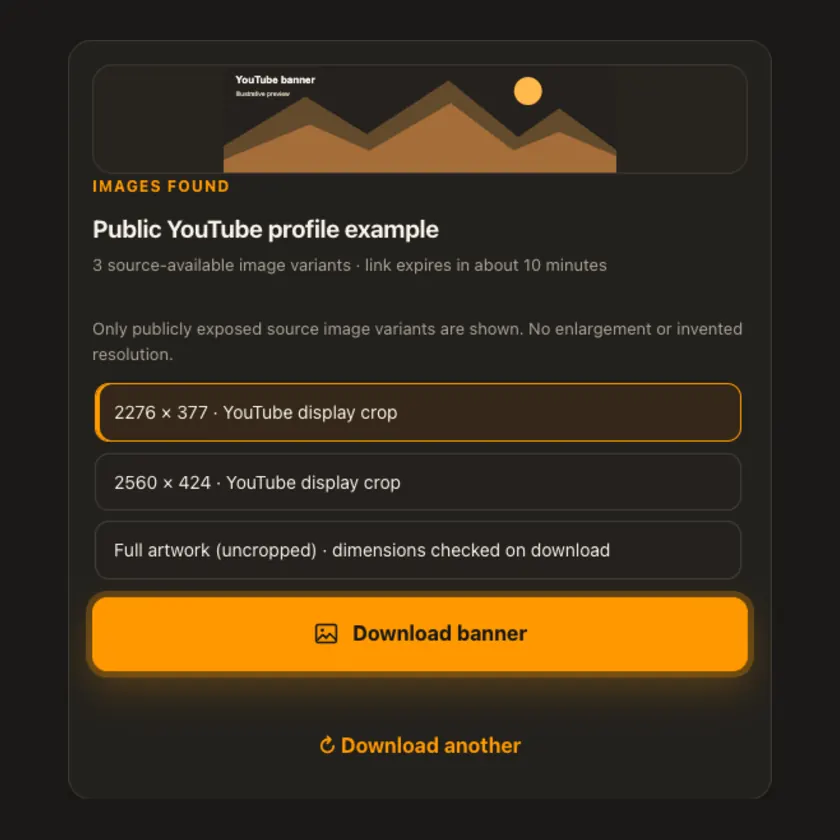عناصر تحميل أداة غلاف قناة YouTube