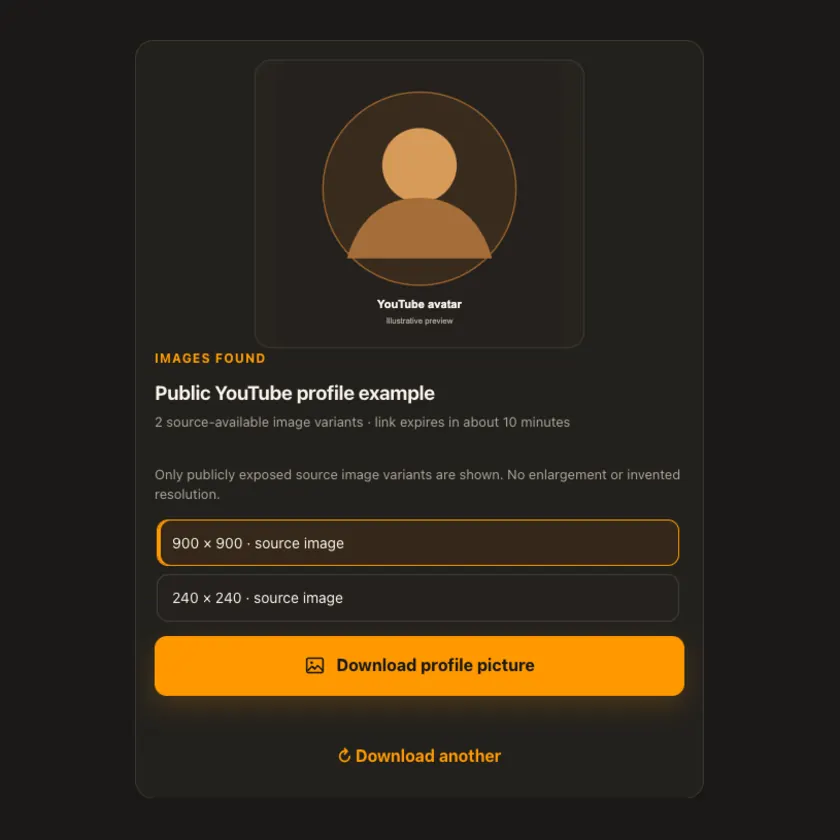 Source-quality selection for YouTube Profile Picture