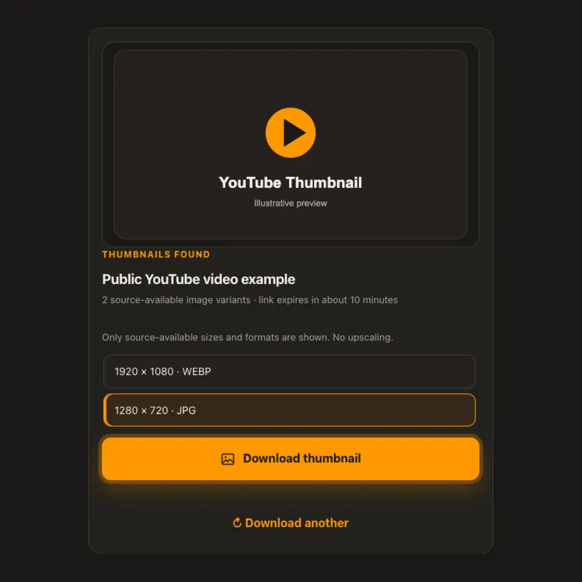 Download-Steuerung bei YouTube-Vorschaubilder