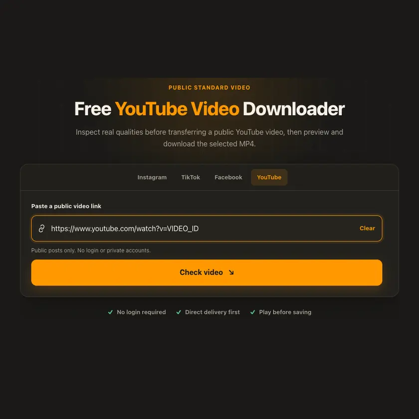 Link entry screen for YouTube Video