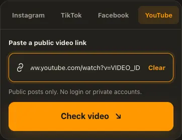 Illustrative YouTube screen for step 1