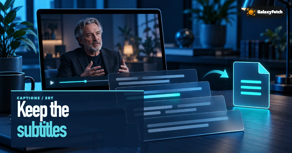 Interview video and caption strips with Keep the subtitles headline